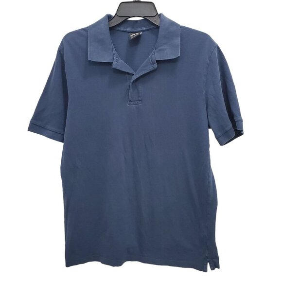 Zara Men's Faded Navy Blue Textured Cotton Distressed Short Sleeve Polo Size M‎ - Picture 1 of 5